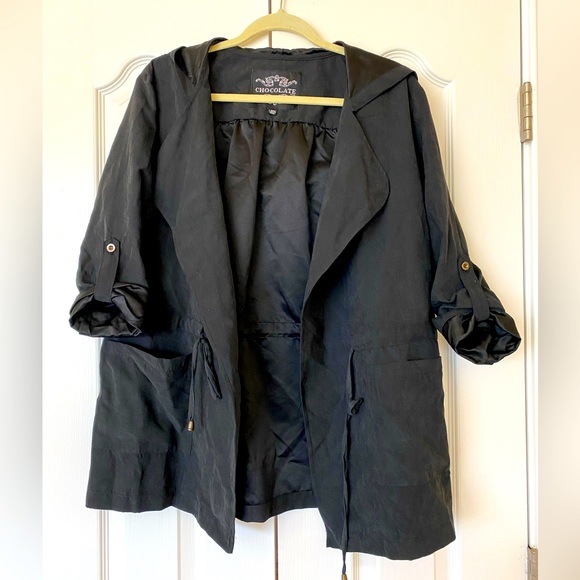 Chocolate Drawstring Jacket with Hood - Picture 1 of 5